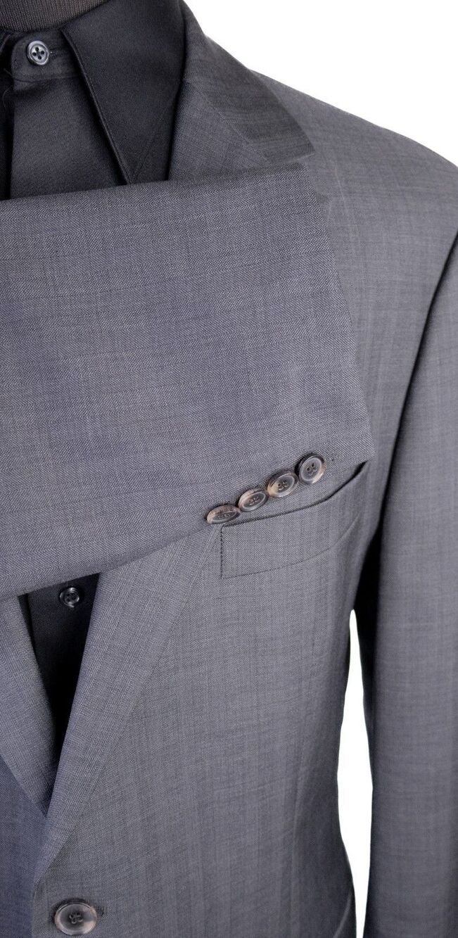 Hugo Boss 2-Pcs Gray Suit Super 100 Wool Jacket Blazer Sz 46L Pants 42X33 - Picture 6 of 16